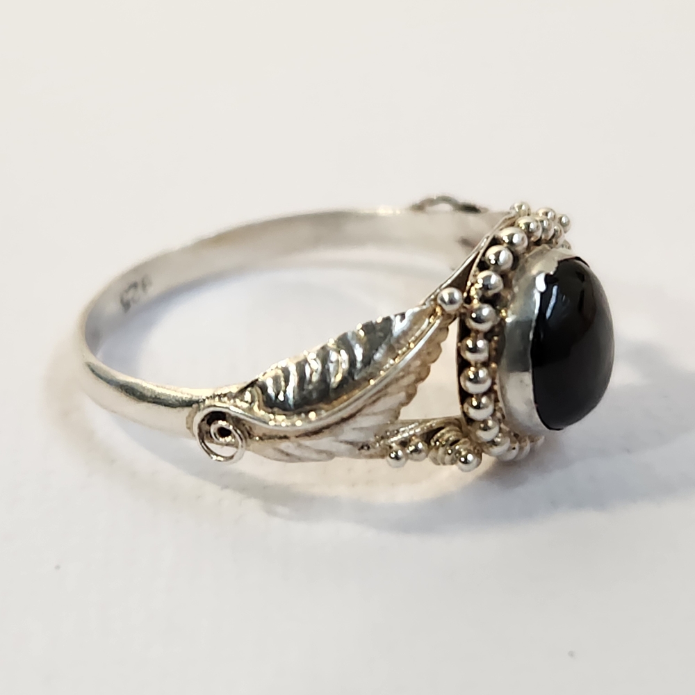 Semi VTG Natural Black Star Diopside 925 Scroll Filigree Ring Sz 6 - Picture 4 of 11
